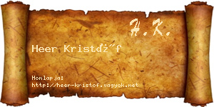 Heer Kristóf névjegykártya
